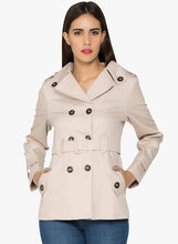 Beige Solid Winter Jacket