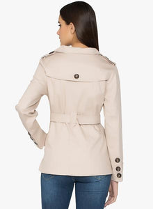 Beige Solid Winter Jacket