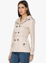 Beige Solid Winter Jacket