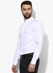 White Solid Slim Fit Formal Shirt